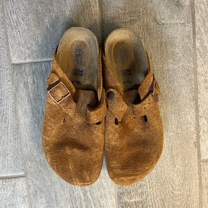 Birkenstock Brown Suede Clogs